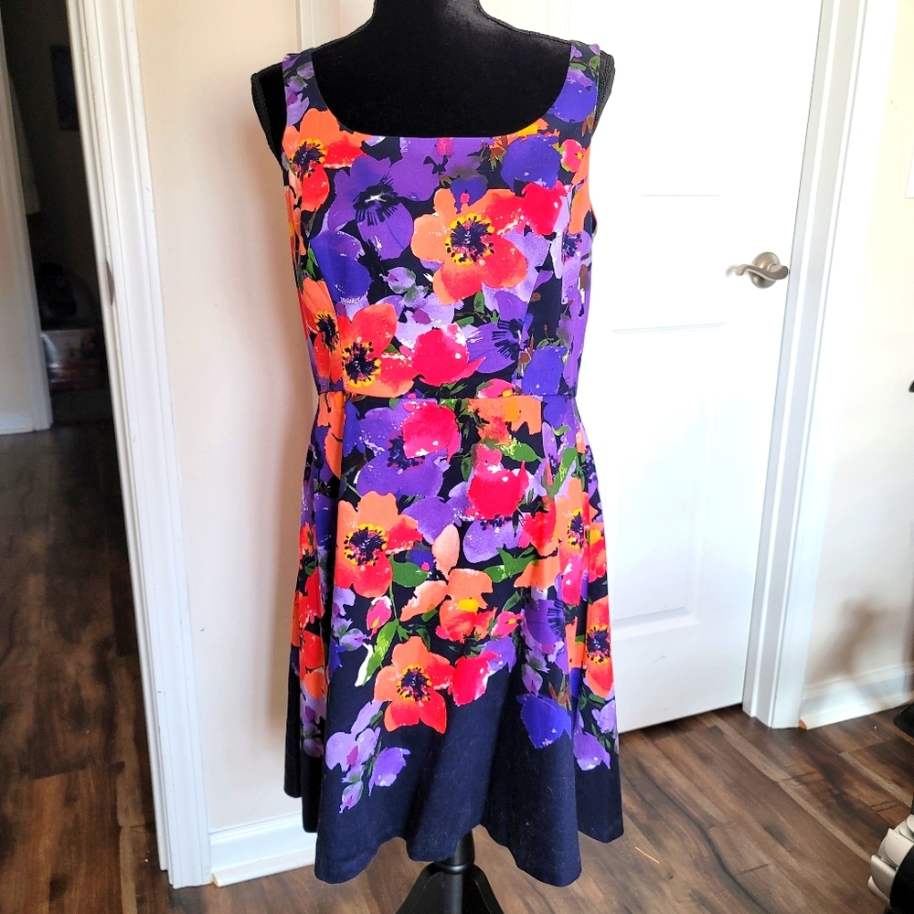 Adorne | Floral Print A-Line Dress